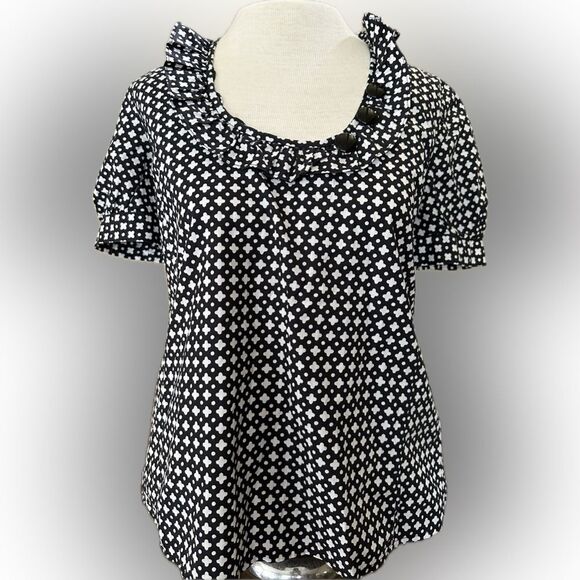 J. Crew Tops - NWT J .Crew Cotton Black and White short sleeved top.